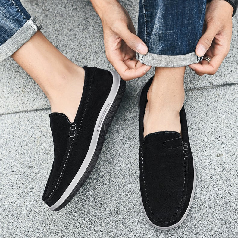 Men's Handmade Suede Lazy Loafers Casual Breathable Slip-On Shoes