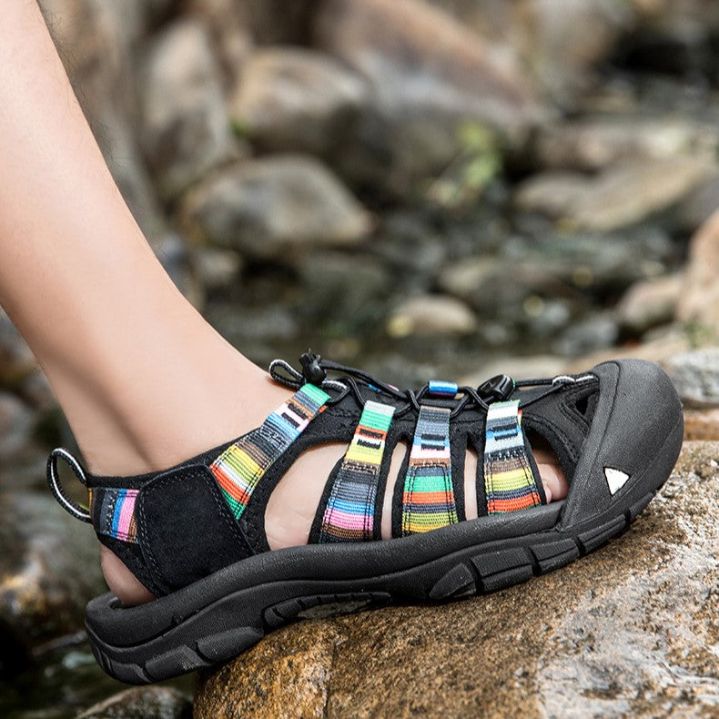 Mens Closed Toe Summer Sandals Handmade Multicolored Outdoor Beach Shoes