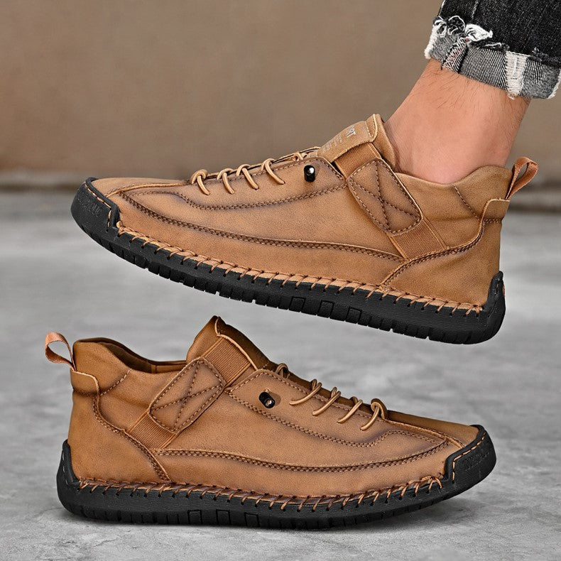 Autumn/Winter Vintage Men’s Mid-Top Martin Boots Outdoor Casual Work Shoes with Stitching