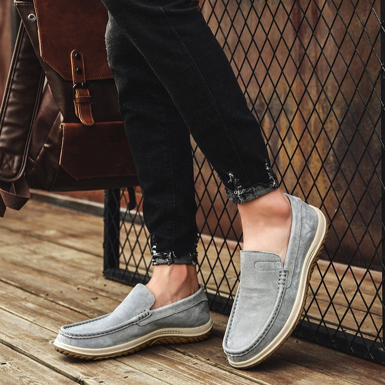 Men's Handmade Suede Lazy Loafers Casual Breathable Slip-On Shoes