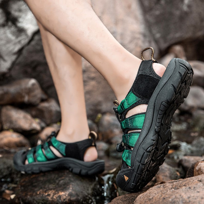 Mens Closed Toe Summer Sandals Handmade Multicolored Outdoor Beach Shoes