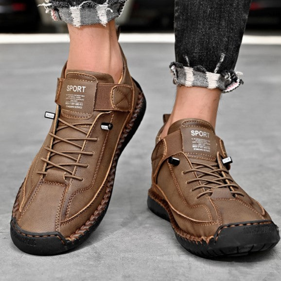 Autumn/Winter Vintage Men’s Mid-Top Martin Boots Outdoor Casual Work Shoes with Stitching