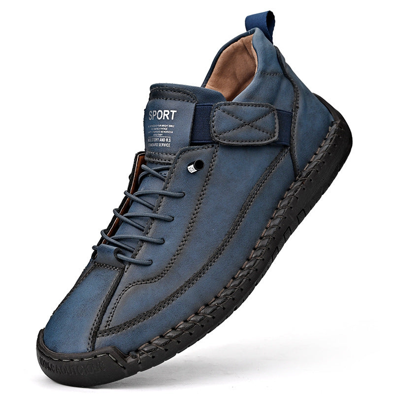 Autumn/Winter Vintage Men’s Mid-Top Martin Boots Outdoor Casual Work Shoes with Stitching
