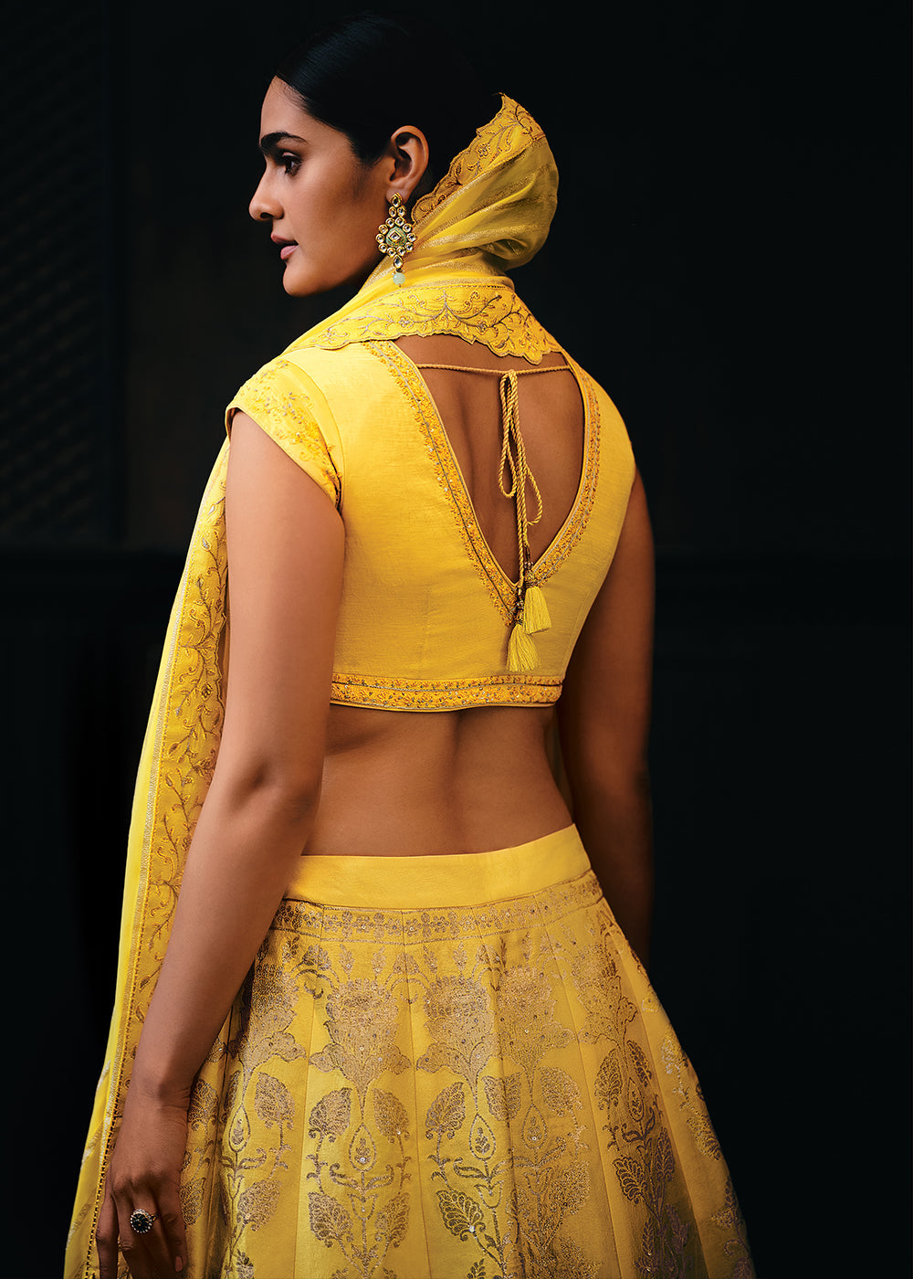 Aureolin Yellow Viscose Silk Lehenga Choli With Heavy Handwork Embroidery  - By Qivii