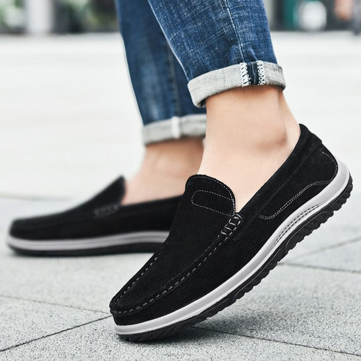 Men's Handmade Suede Lazy Loafers Casual Breathable Slip-On Shoes