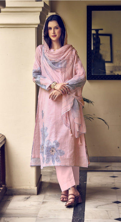 BABY PINK PURE LILEN WITH ECLIPSE WORK WITH DIGITAL PRINT SALWAR SUIT