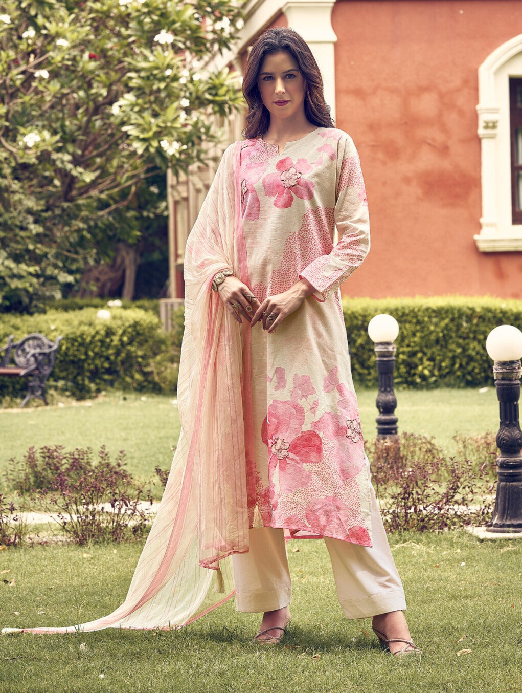 PINK PURE LILEN WITH ECLIPSE WORK WITH DIGITAL PRINT SALWAR SUIT