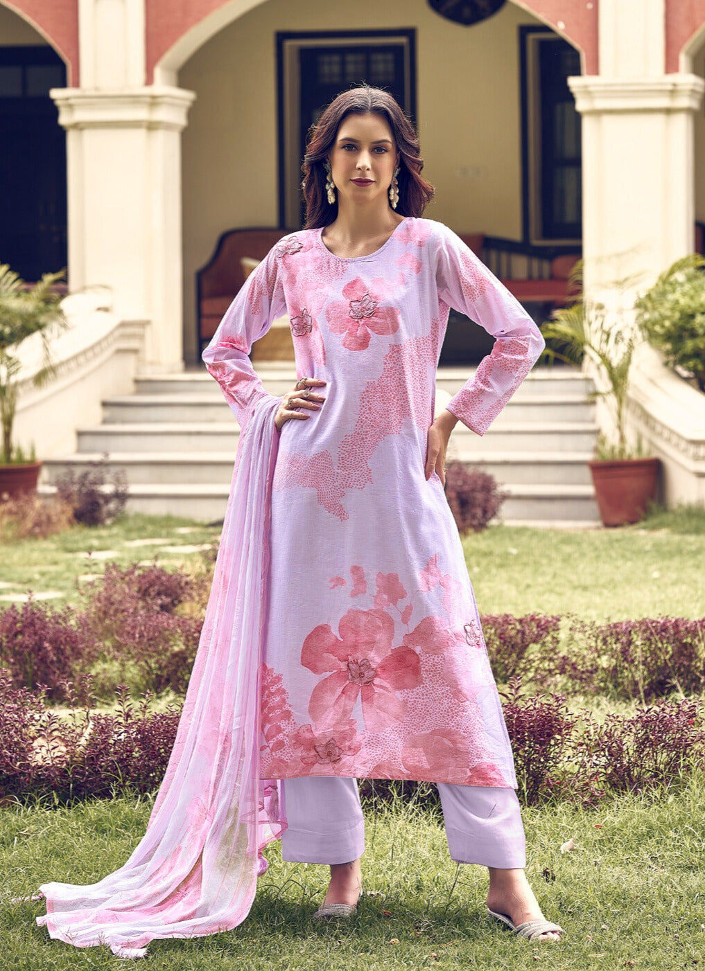 PURPLE PURE LILEN WITH ECLIPSE WORK WITH DIGITAL PRINT SALWAR SUIT