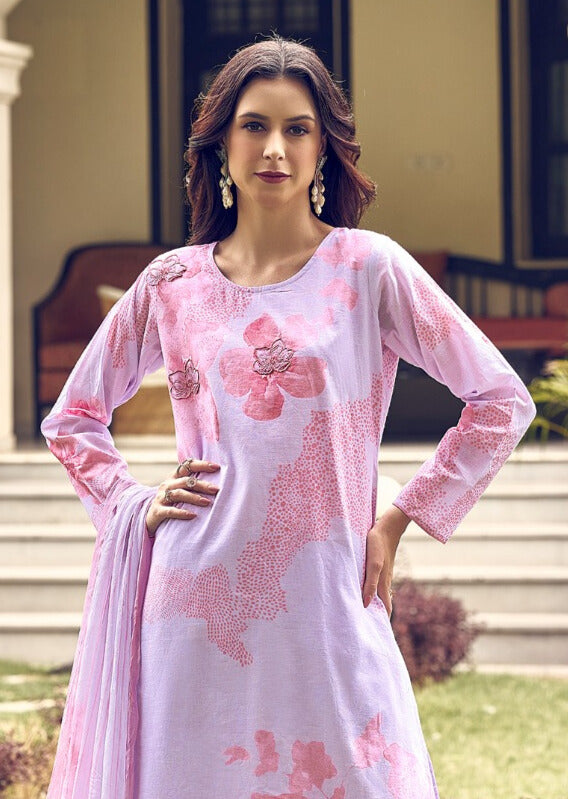 PURPLE PURE LILEN WITH ECLIPSE WORK WITH DIGITAL PRINT SALWAR SUIT
