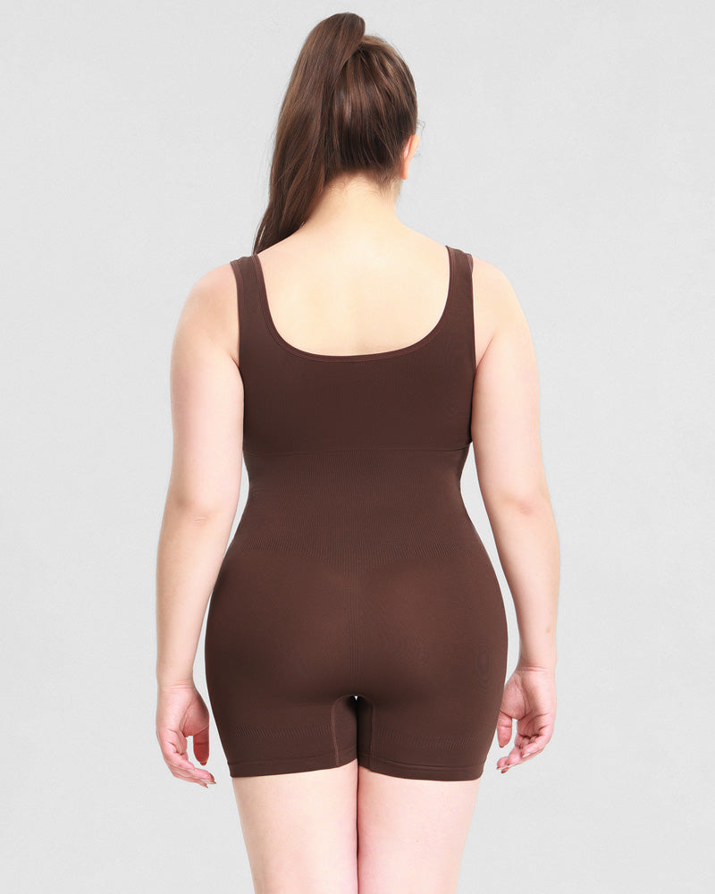 Women's Tummy Control Mid-Thigh Seamless Outerwear Bodusuit Shapewear  - By Qivii