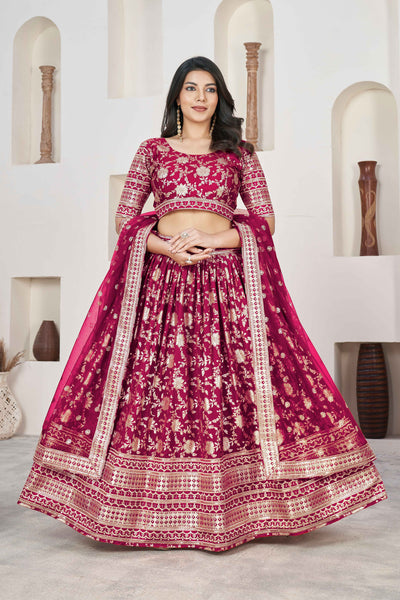 Beautiful Rani Zari Work Jacquard Reception Wear Lehenga Choli