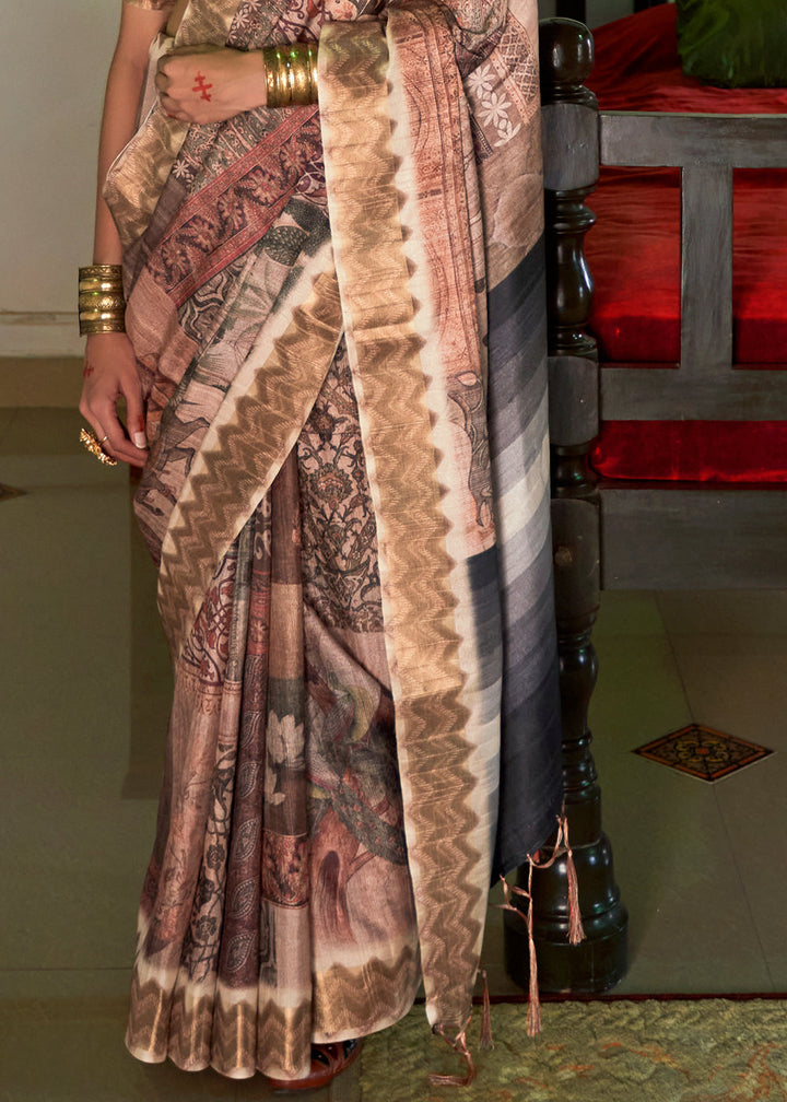 Multi Colored Designer Printed Silk Saree