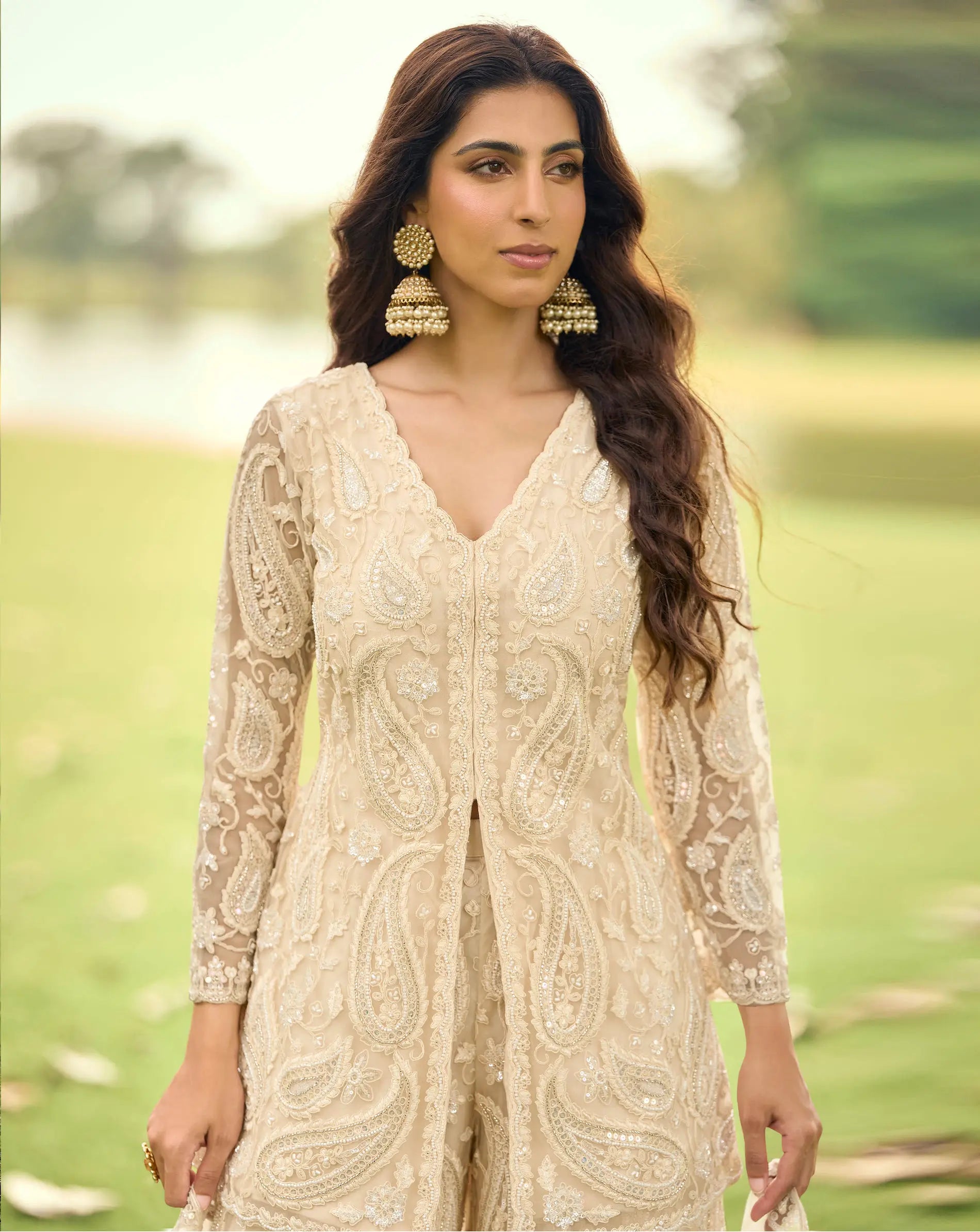 Almond Beige Heavy Embroidery Salwar Suit