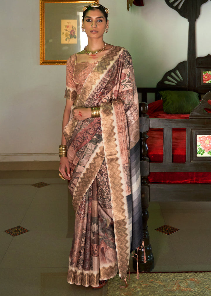 Multi Colored Designer Printed Silk Saree