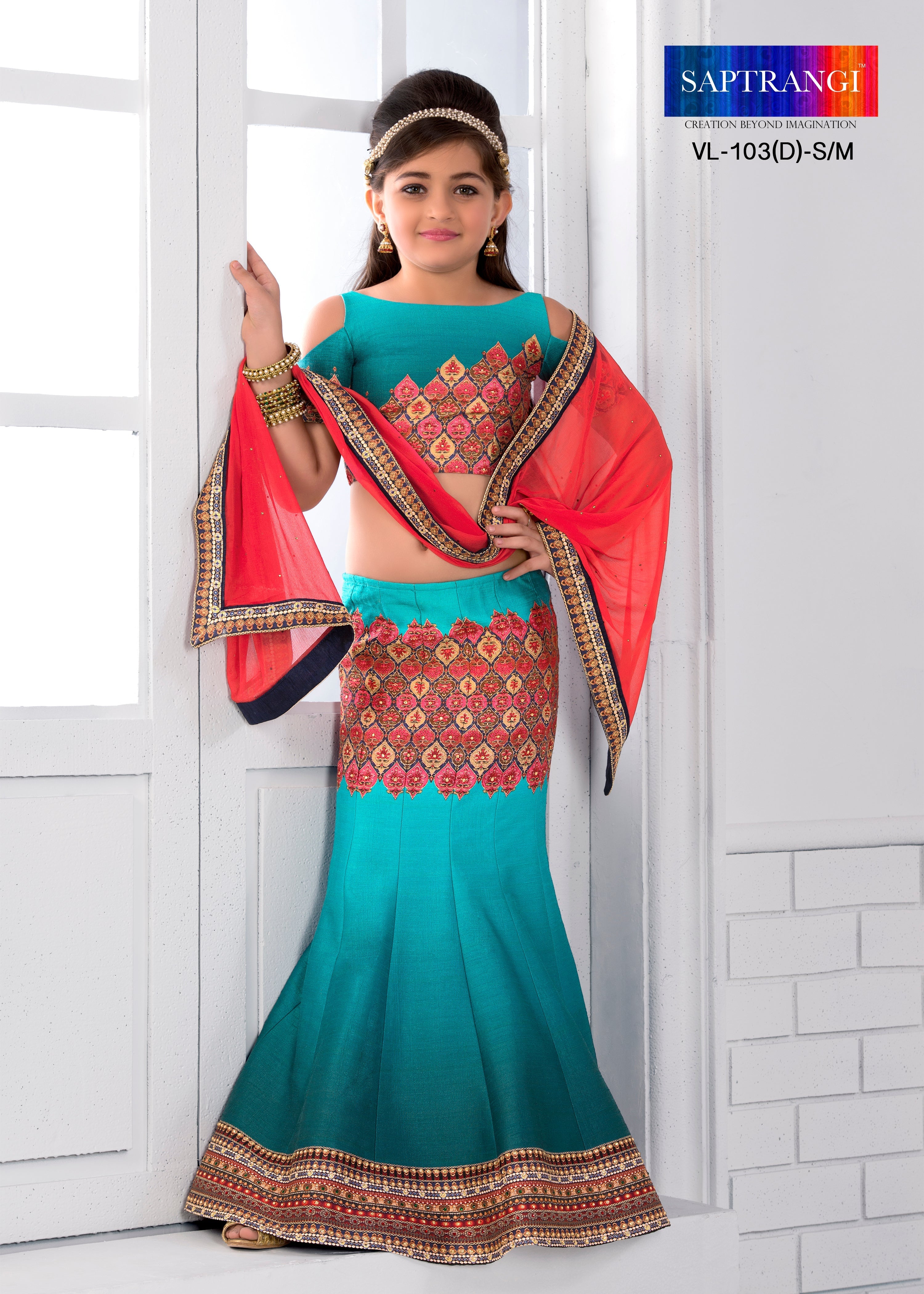 Playful Elegance Khadi Mono Silk Kids Lehenga - qivii