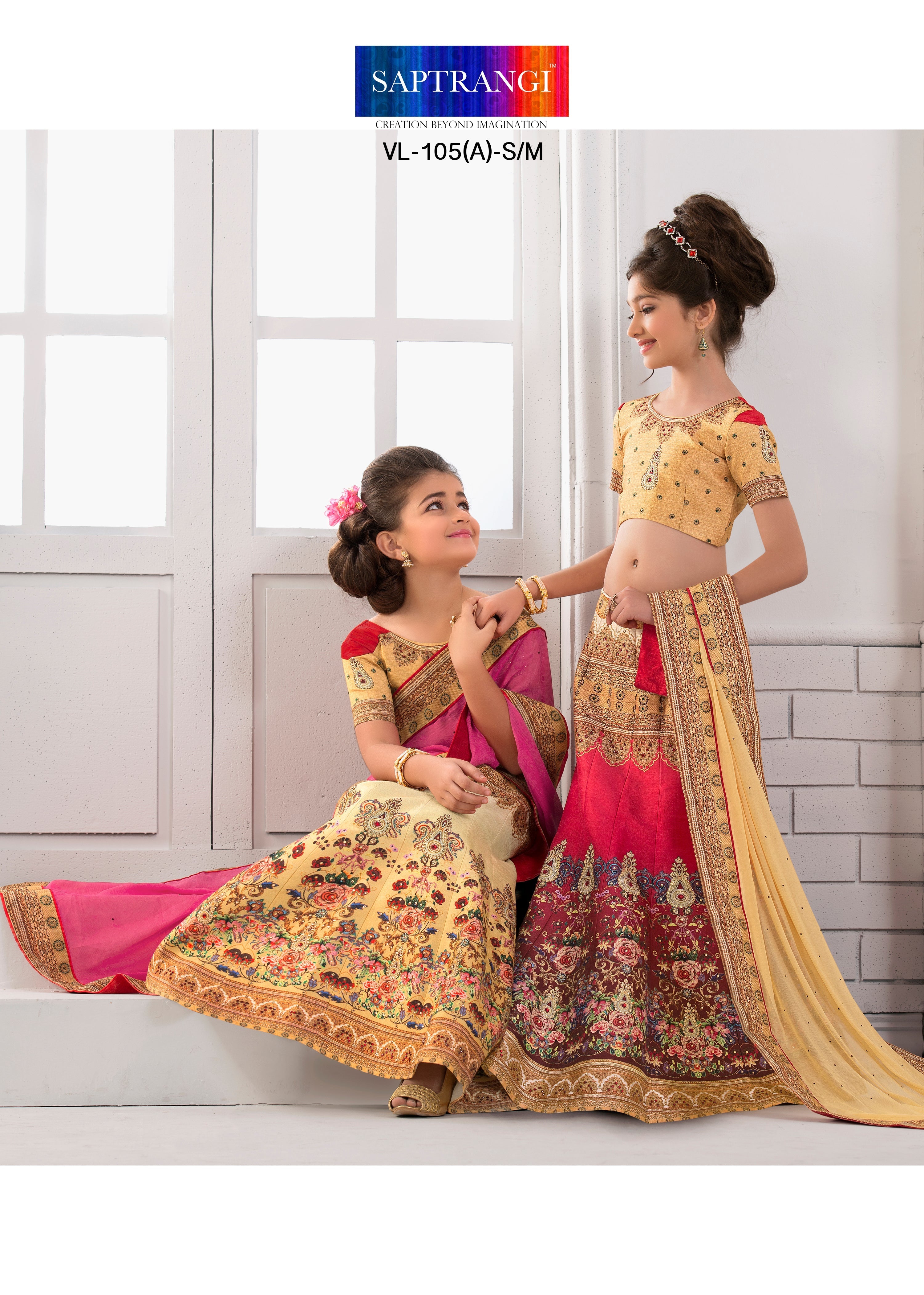 Twirling Twinkle Khadi Mono Silk Kids Lehenga. - qivii