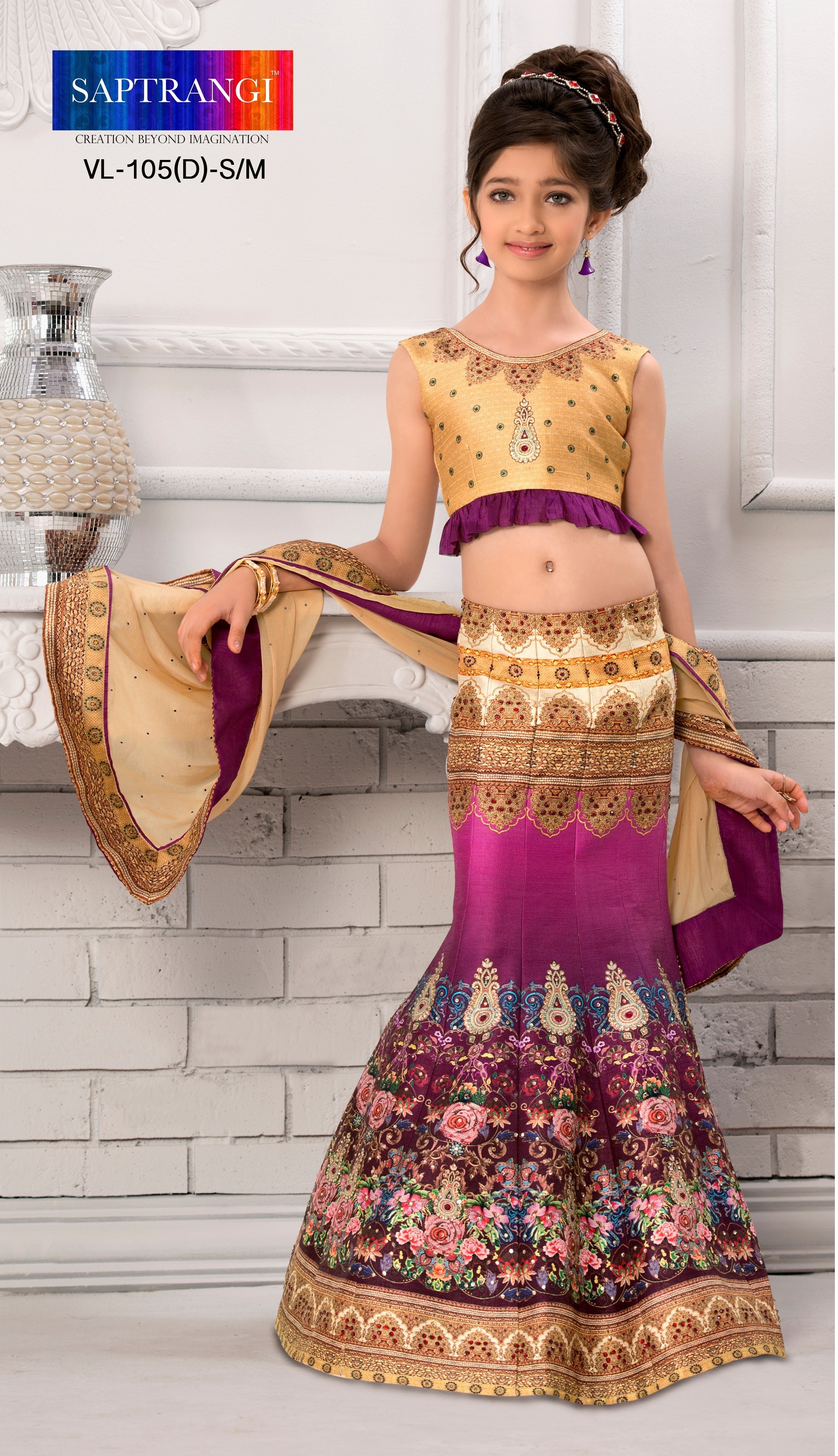 Retro Revival Kids Khadi Mono Silk Lehenga - qivii