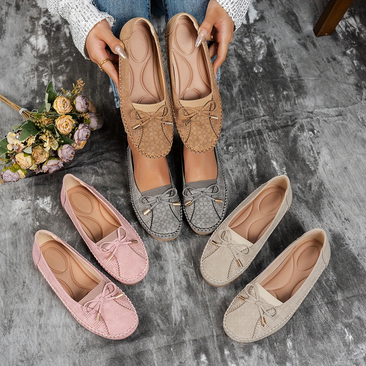 Sabine – Weiche Komfort-Loafer mit zarter Schleife  - By Qivii