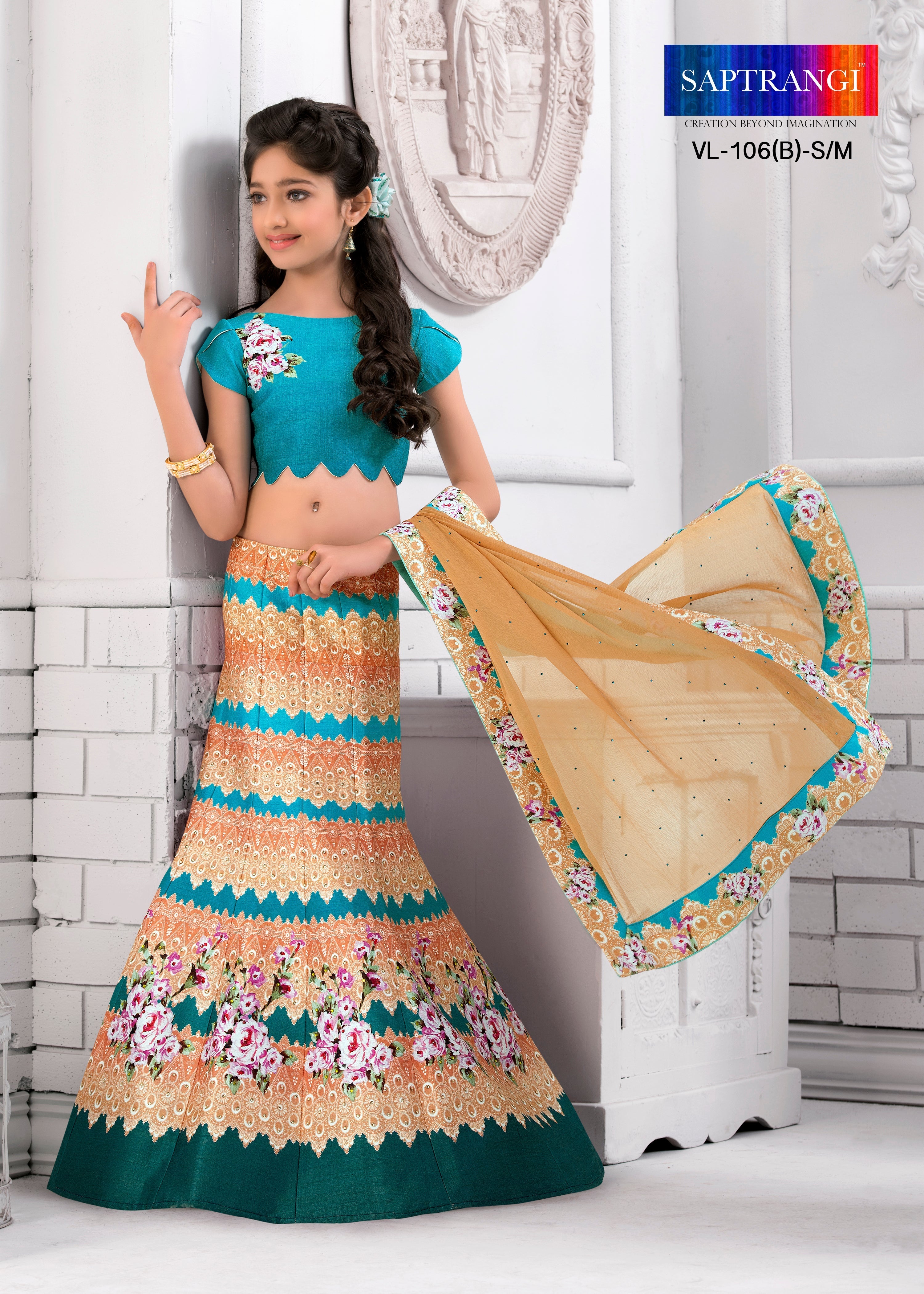 Simply Stunning Khadi Mono Silk Lehenga for Kids - qivii