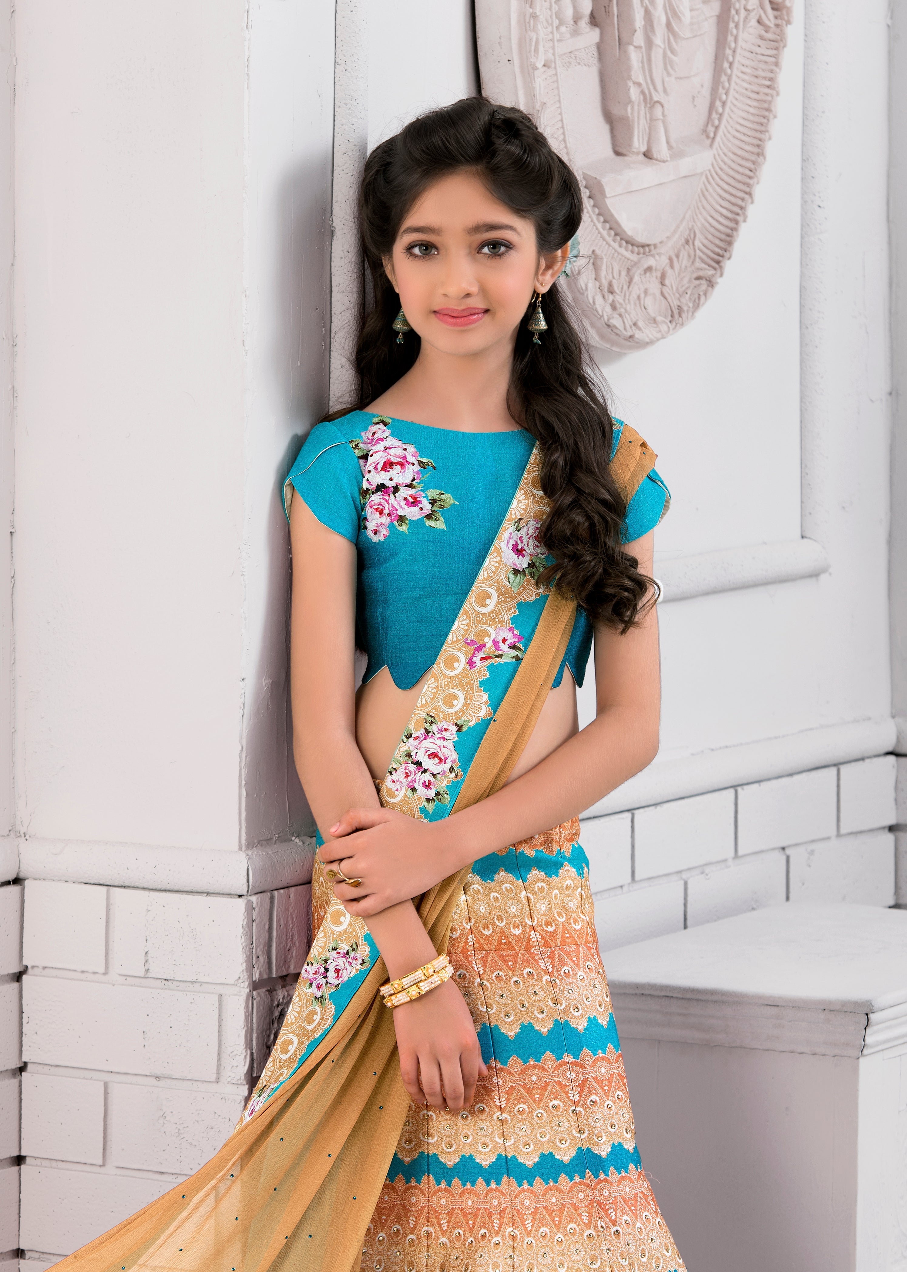 Simply Stunning Khadi Mono Silk Lehenga for Kids - qivii