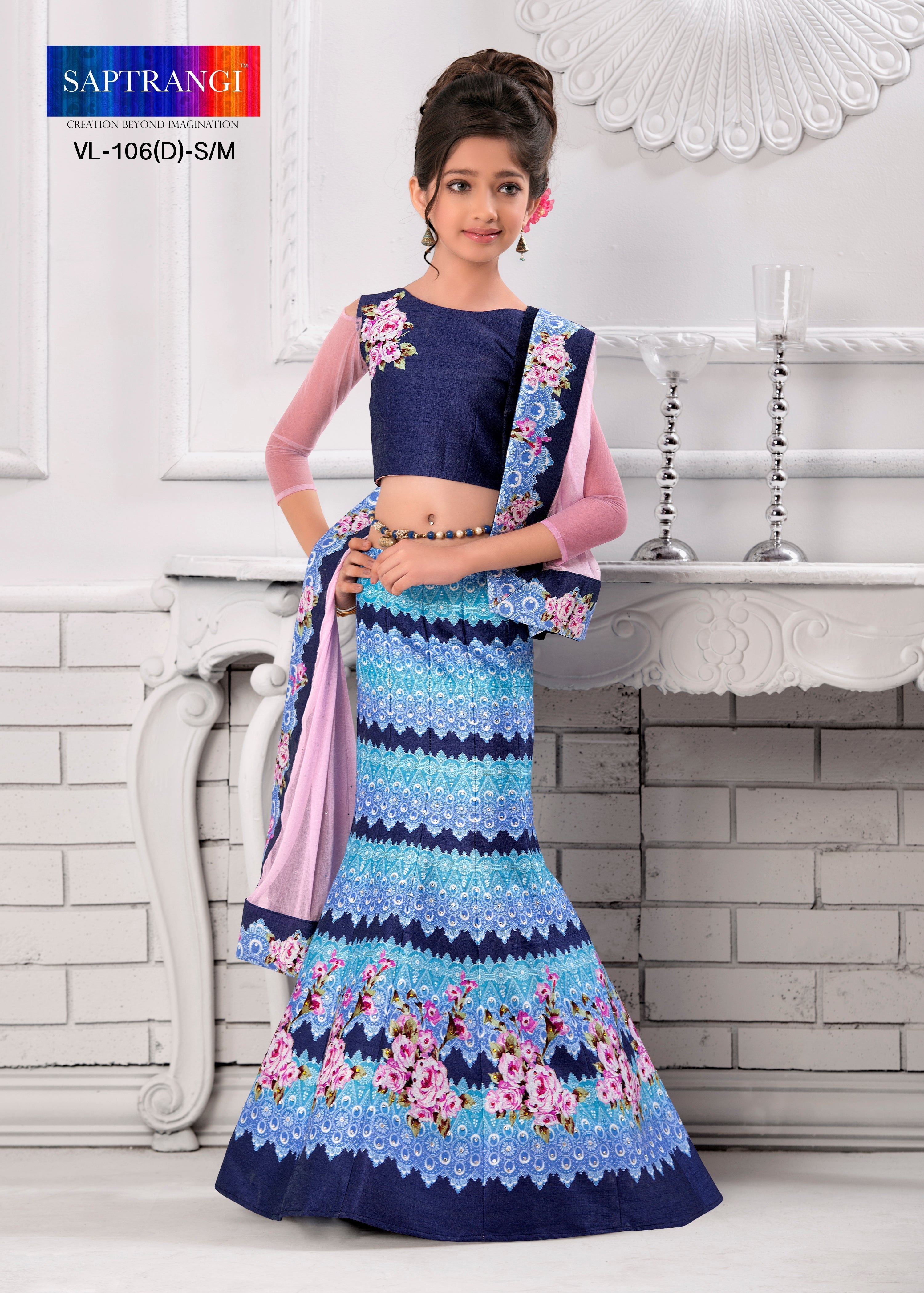 Festive Fun Khadi Mono Silk Lehenga for Kids - qivii