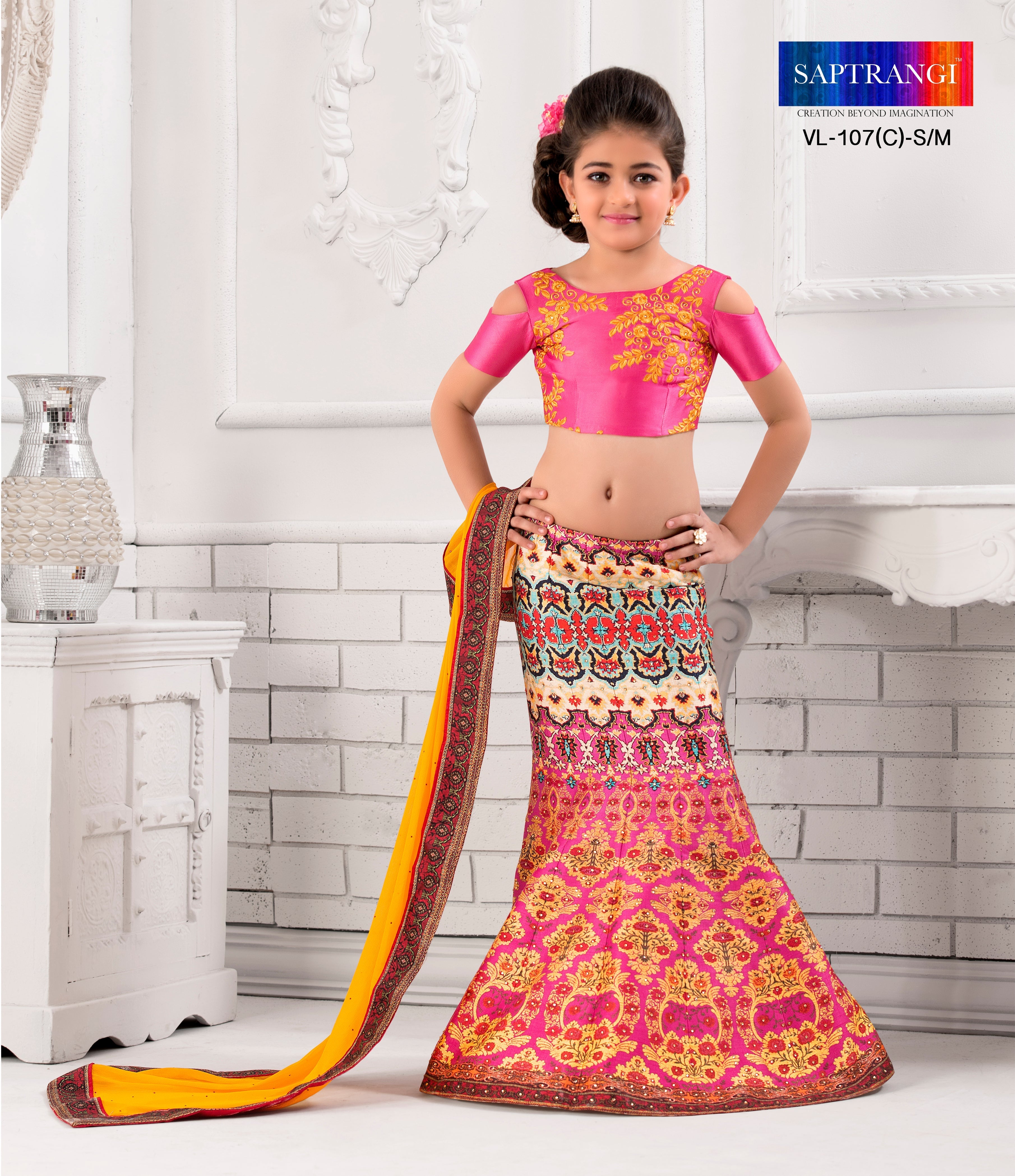 Royal Princess Khadi Mono Silk Kids Lehenga - qivii