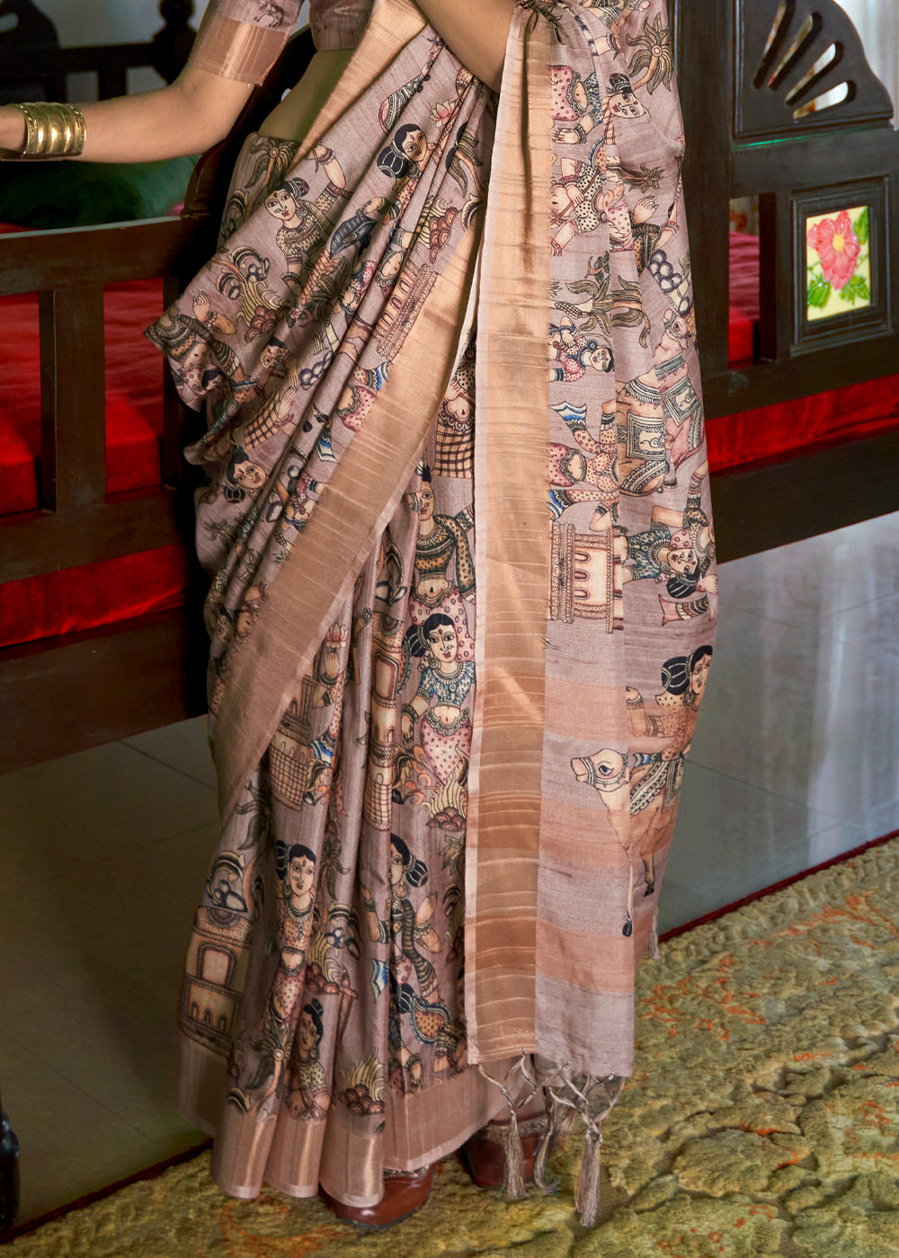 Opal Purple Designer Printed Silk Saree