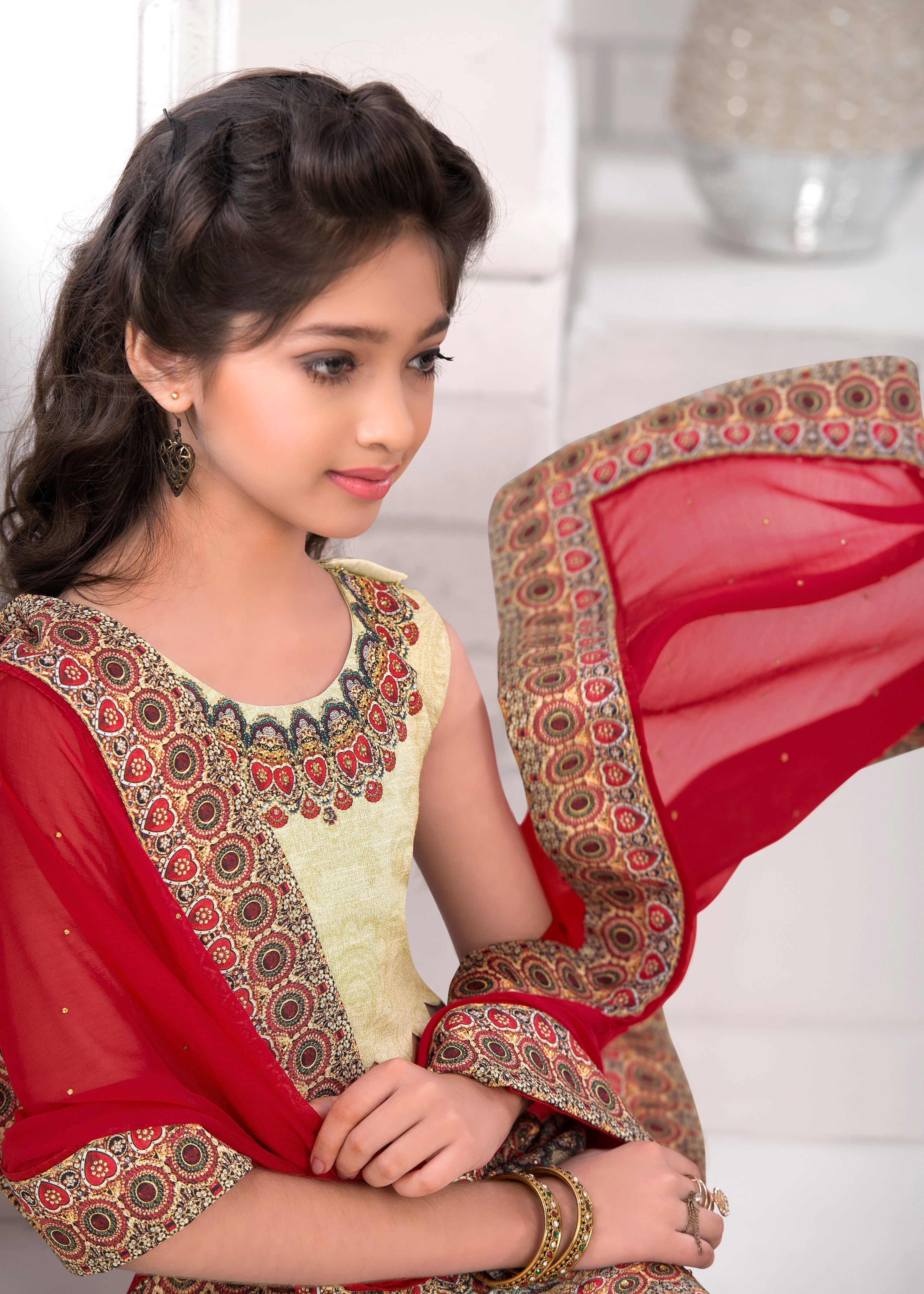 Little Royalty Khadi Mono Silk Lehenga for Kids - qivii