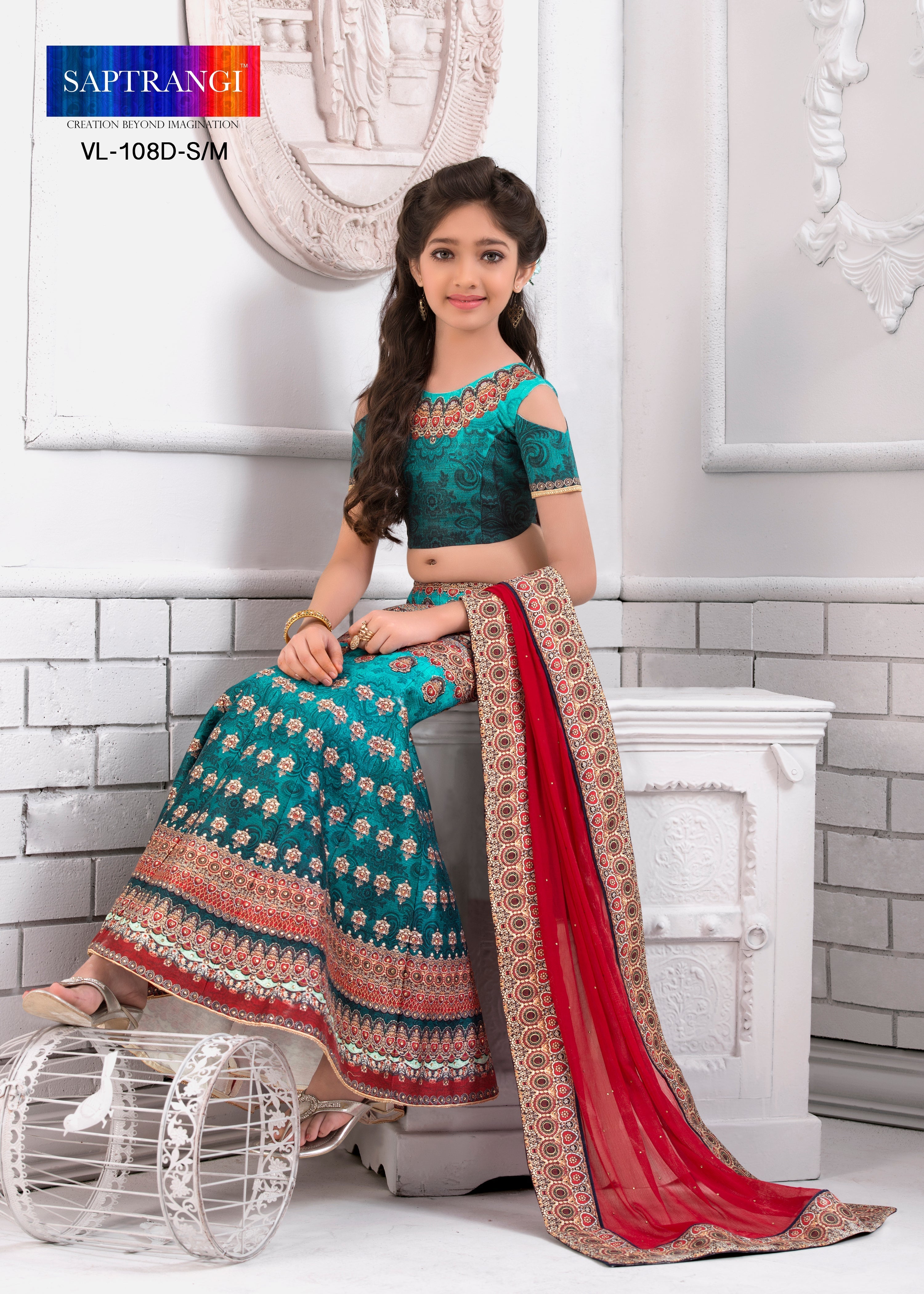 Trendy Tradition Khadi Mono Silk Lehenga for Kids - qivii