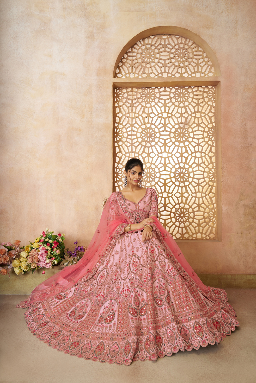 Adorable Pink Silk Embroidered Wedding Wear Lehenga Choli - qivii