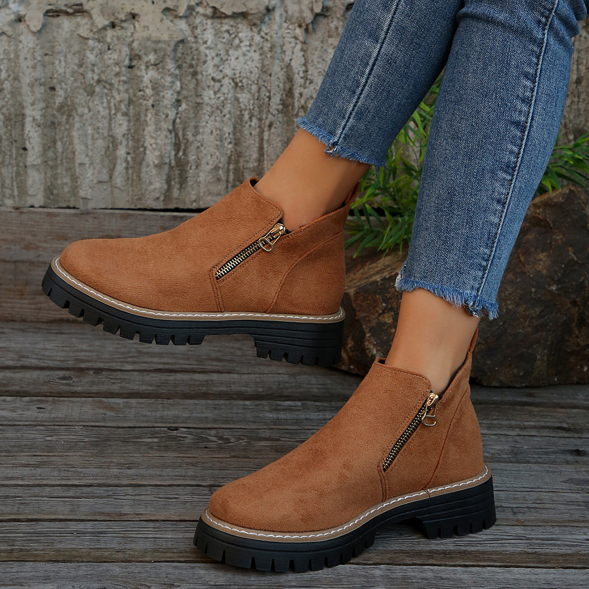 Women's Metro Chelsea Boots - Side-Zip Suede Ankle Boots with Chunky Heel (US 5-10.5)