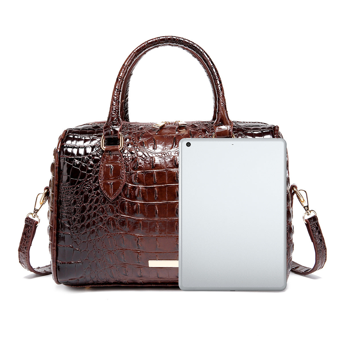 Women's Vintage Crocodile-Embossed Crossbody Bag – Travel-Ready Underarm Handbag