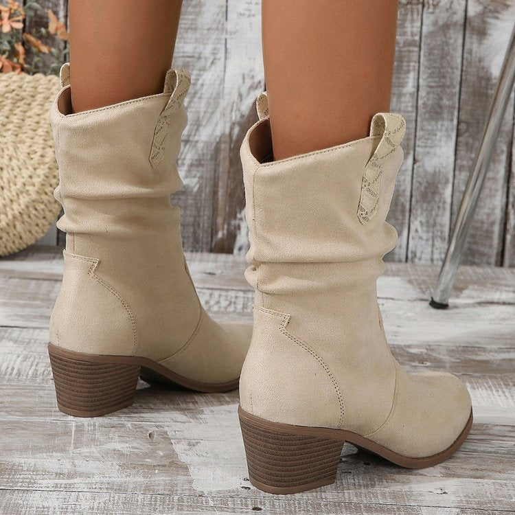 Women's Western Tassel Boots - Braided Buckle Cowboy Ankle Boots with Block Heel & Pointed Toe (US 5-10)