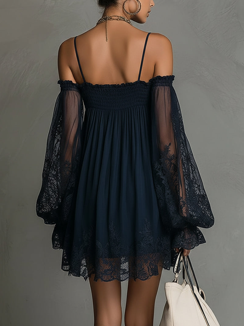 Camille | Elegant Lace Off Shoulder Mini Dress by Qivii