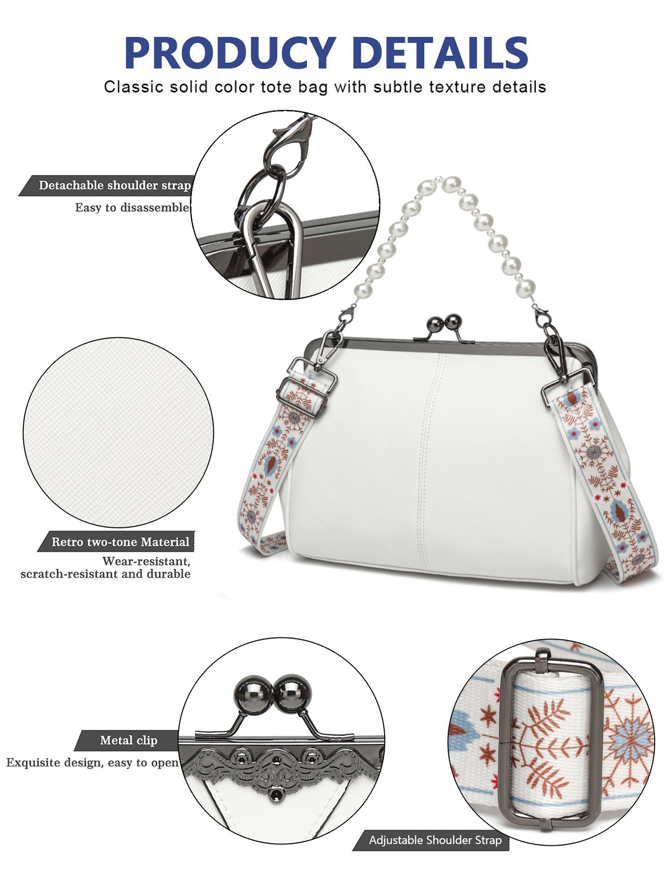 Women's British Vintage Oversized Bag – Multi-Way Shoulder/Tote Bag with Clip Closure