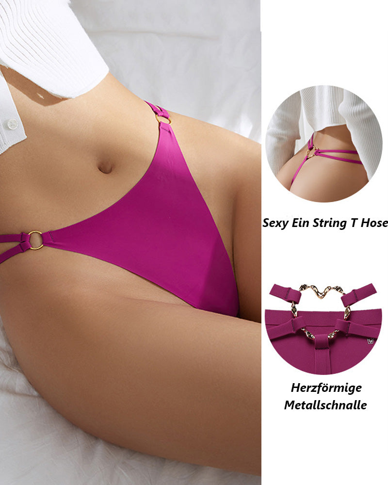 Women's Seamless Thong Low Waist Metal Ring Sexy Temptation Intimates T Pants  - By Qivii