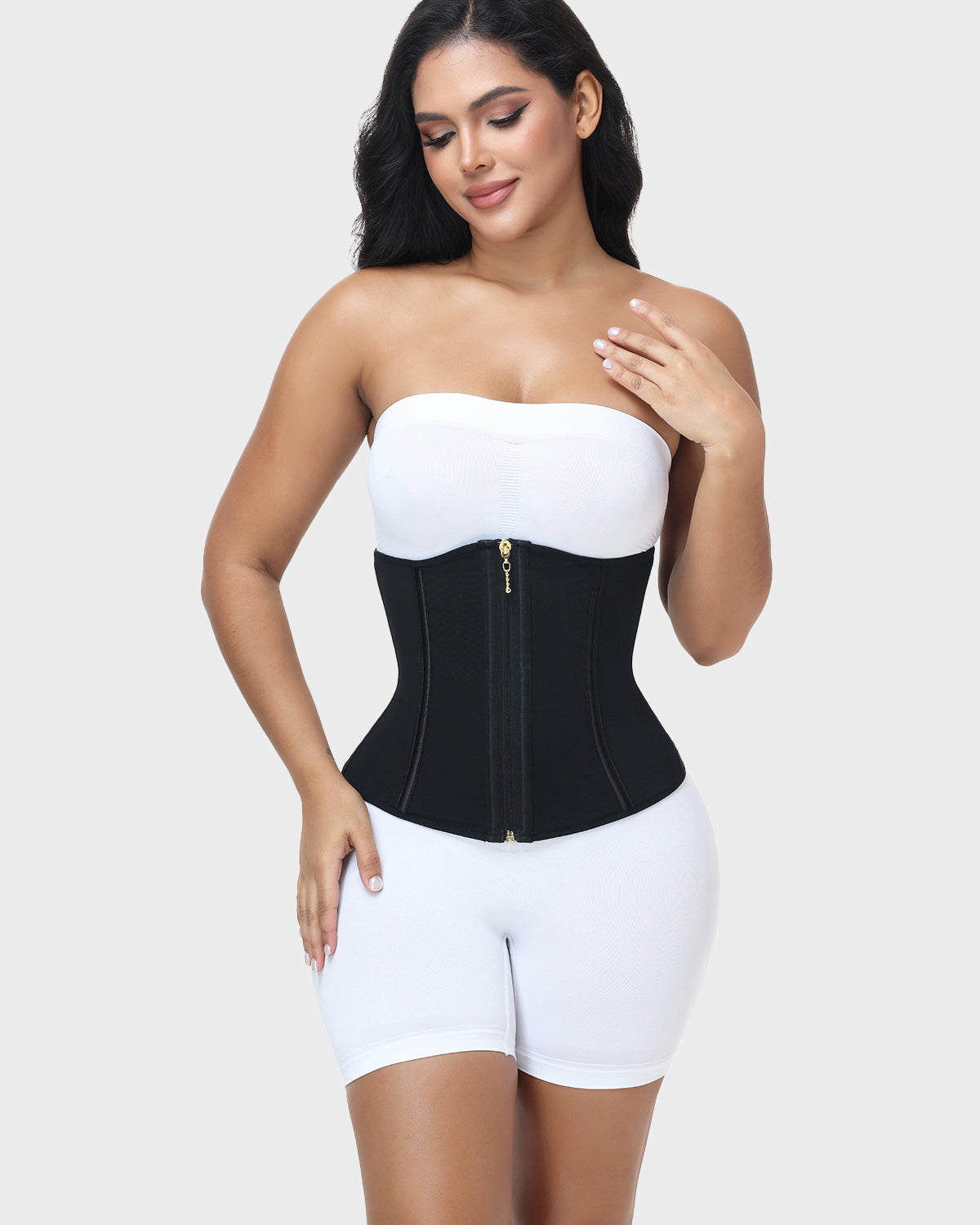 High Compression Front Zipper Multi Hooks Tummy Control Waist Trainer