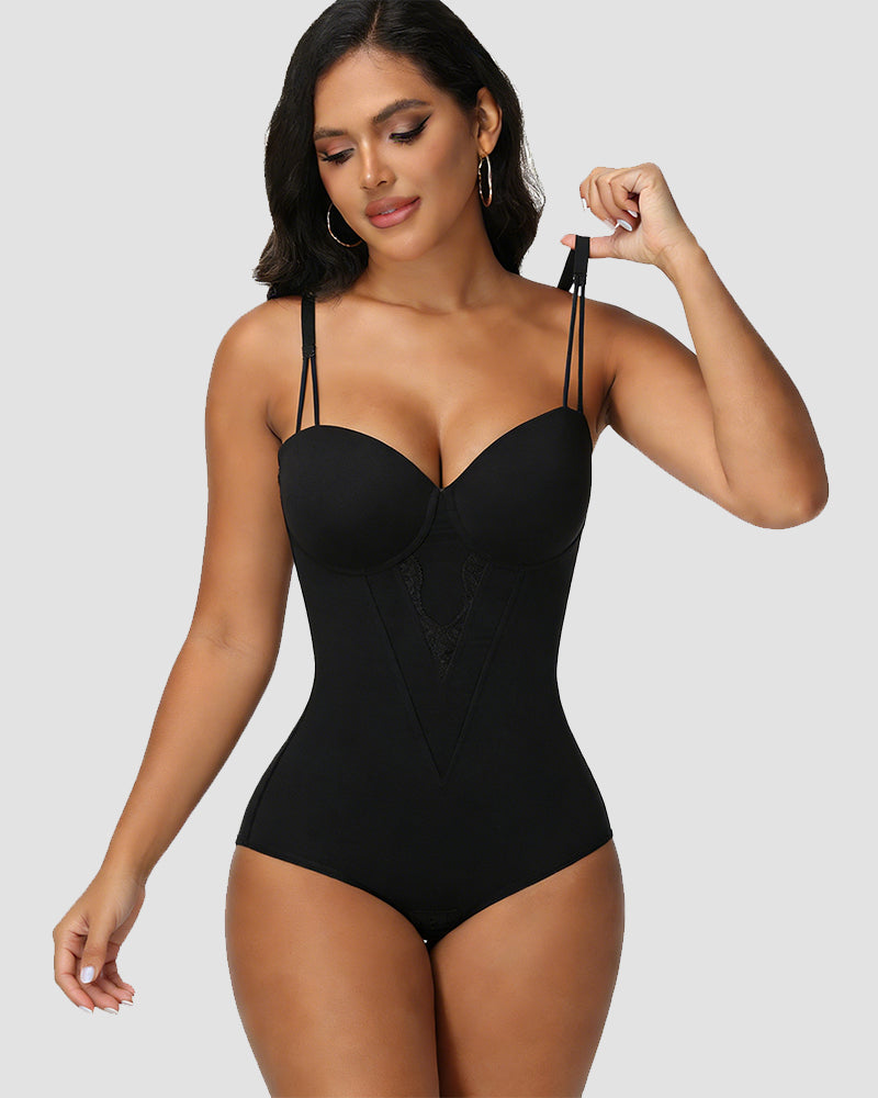 Shapshe® Lace-Detail Underwire Bustier Bodysuit  - By Qivii