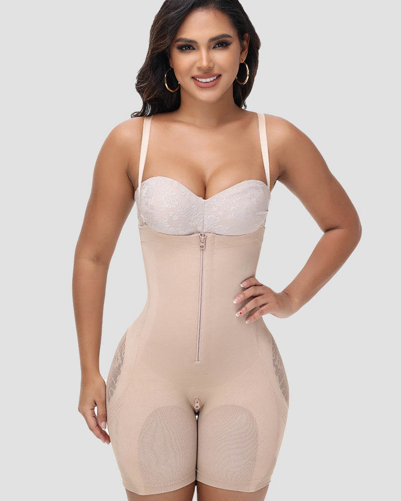 Shapshe® Hip Mesh High Waisted Faja Shaping Shorts with Zip Closure for Women