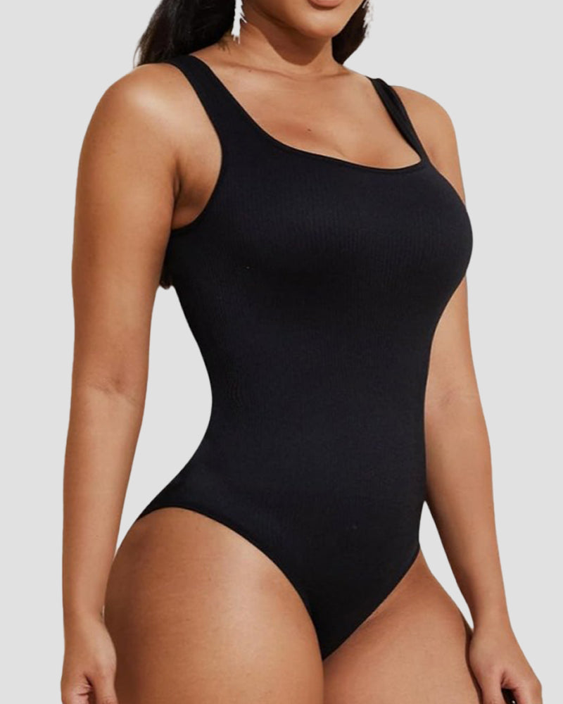 Sexy U-Back Tummy Control Shapewear Thong Bodysuit  - By Qivii