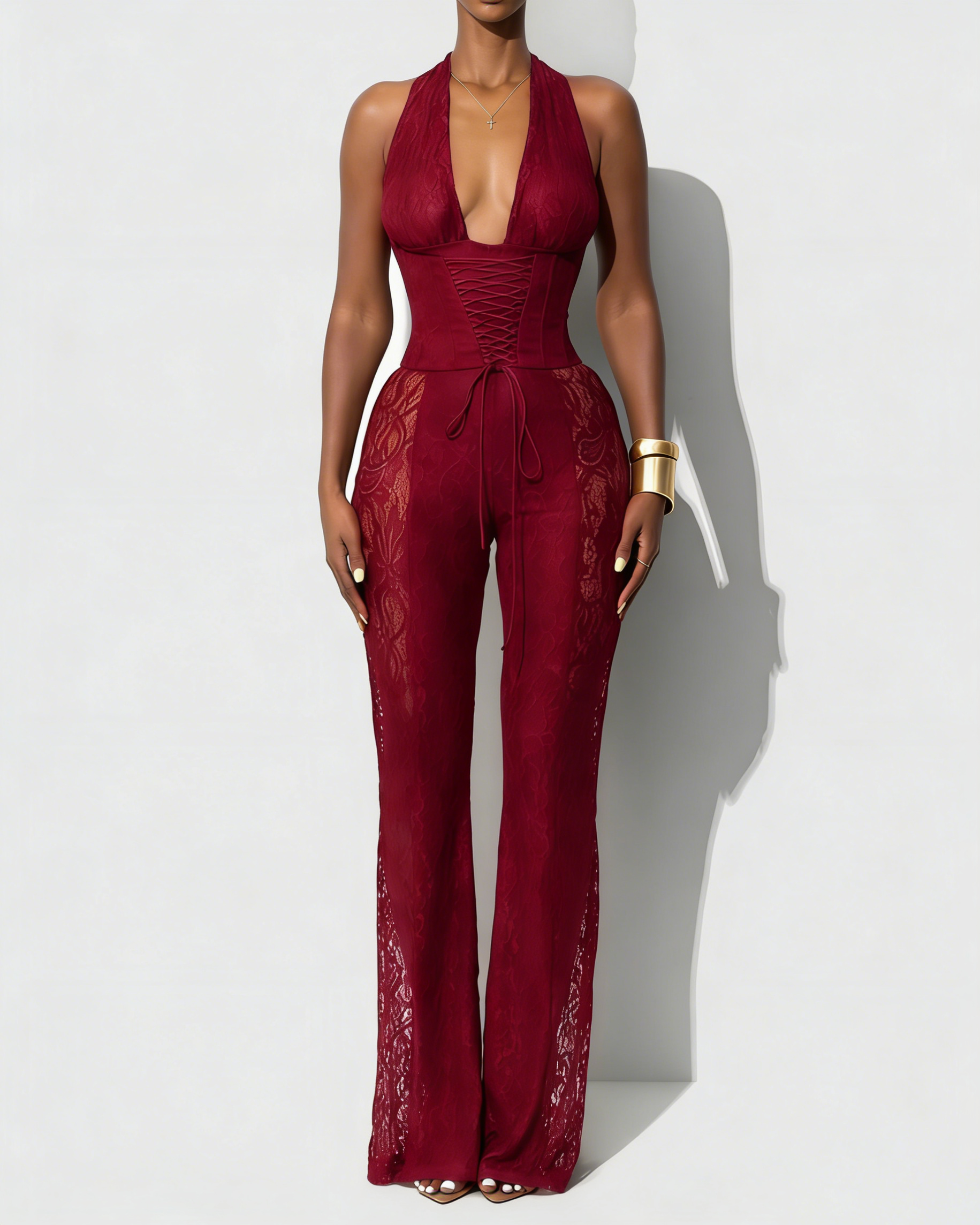 Sexy Lace Corset Jumpsuit  - By Qivii