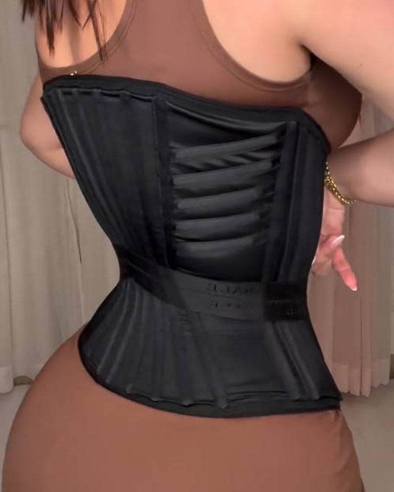 Fajas Colombianas Boned Corset Waist Trainer With Elastic Band