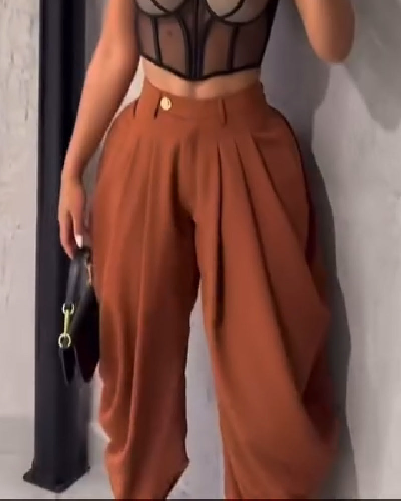 Shapshe® Leisure High Waisted Pleated Wide Leg Harem Pants  - By Qivii
