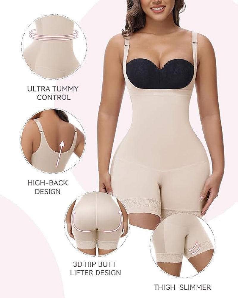 Shapshe® Tummy Control Open Bust Butt Lifter Bodysuits Shapewear  - By Qivii