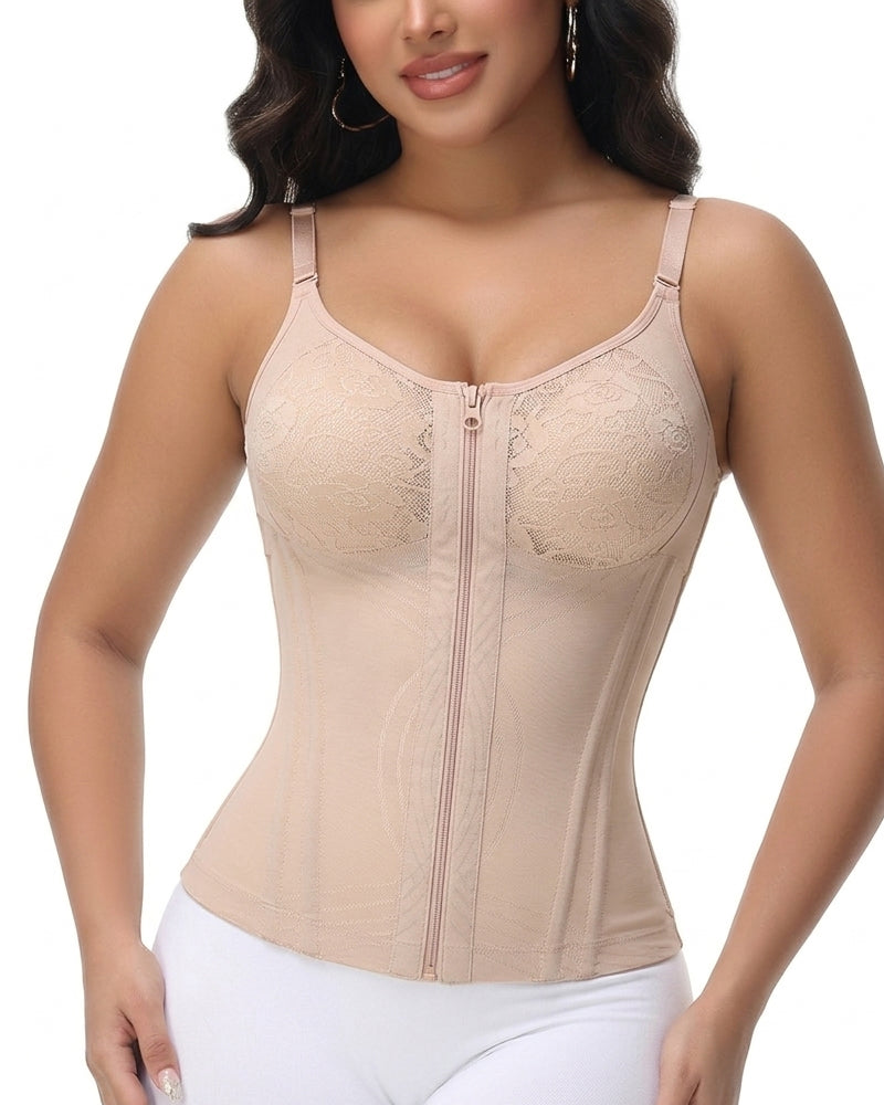 Shapshe® Floral Lace Overbust Waist Trainer Top With Nipple Covers
