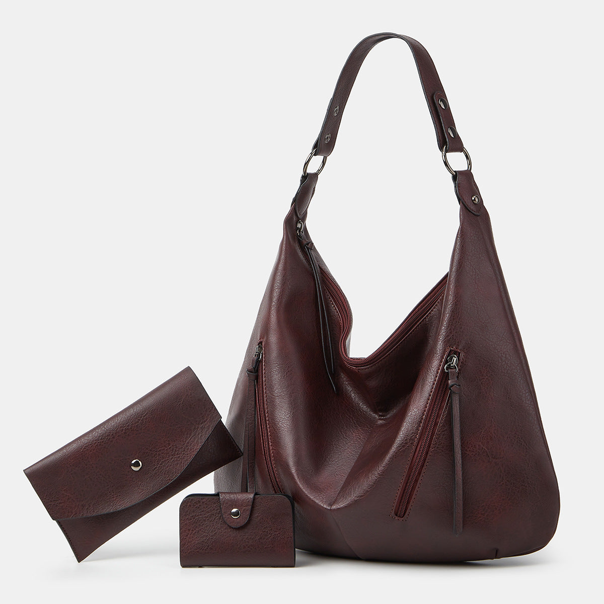 Ounamei Vegan Leather Hobo Shoulder Bag for Women | Large Capacity Purse with Matching Wallet & Card Holder | Shoulder & Crossbody Carry