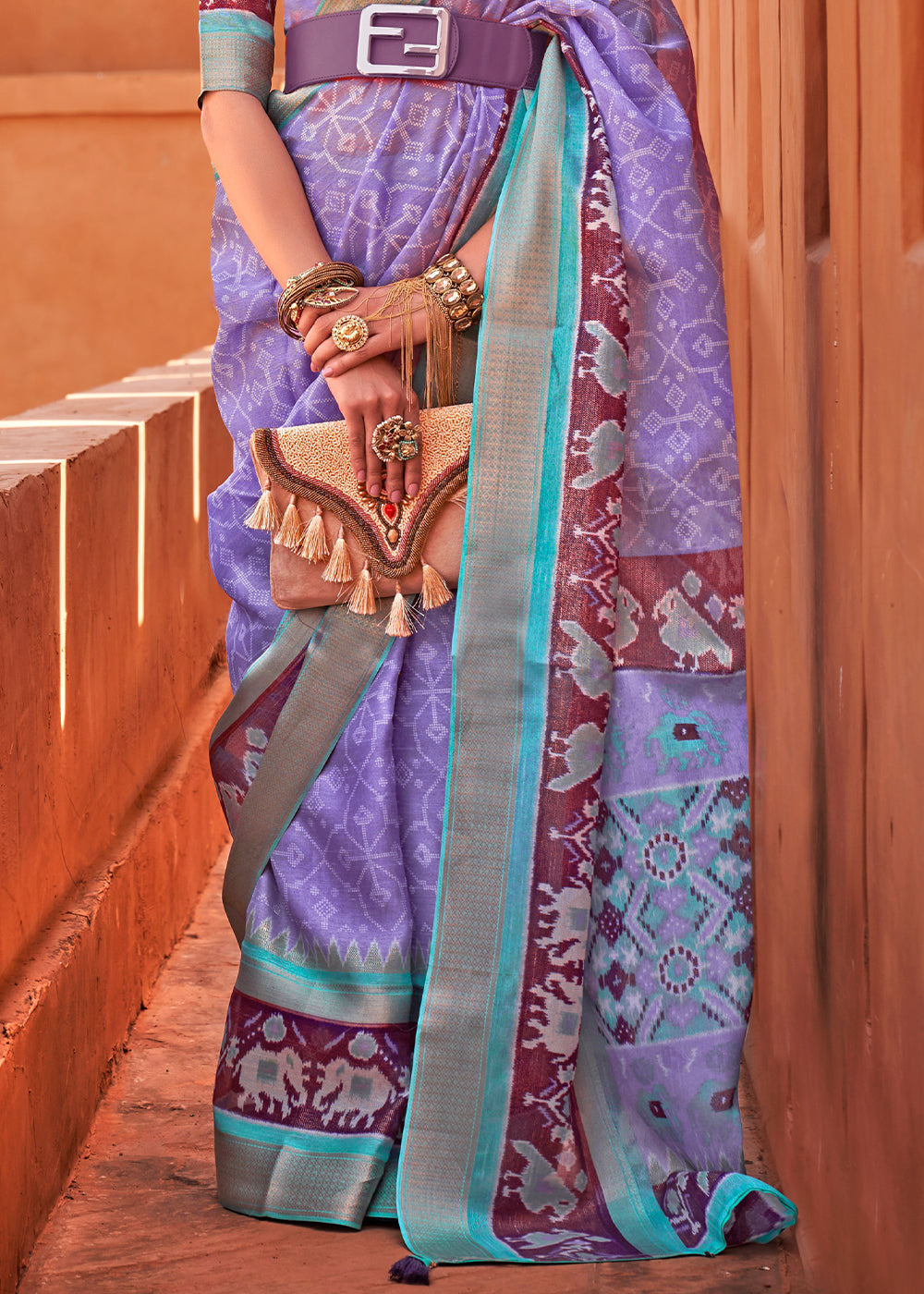 Orchid Purple Printed Cotton Silk Saree