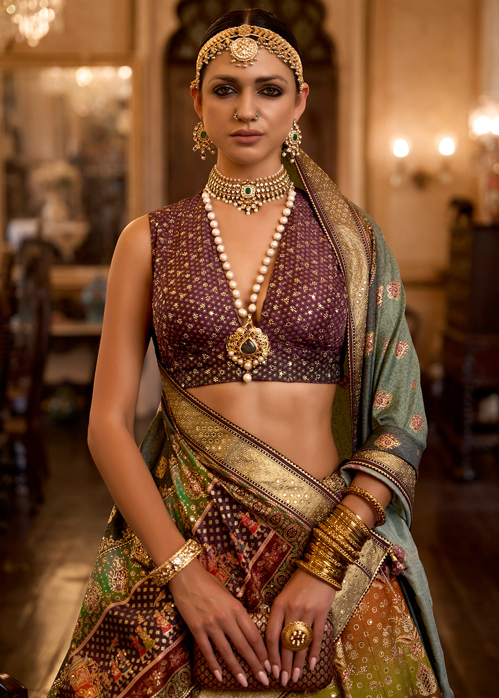 Purple & Pink Ready to Wear Designer Silk Lehenga Choli with Sparkle & Aari Mirror work | Ready To Wear - qivii