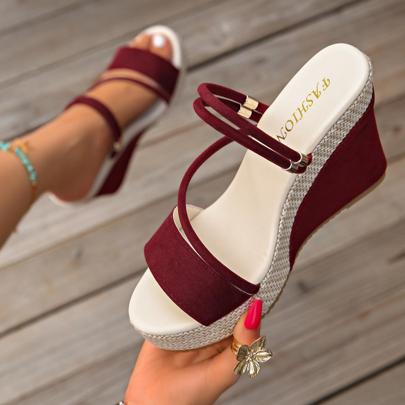 Women’s VelvetAir Ankle-Strap Platform Wedge Sandals – Breathable Suede Elegant Shoes (US 5–10.5)
