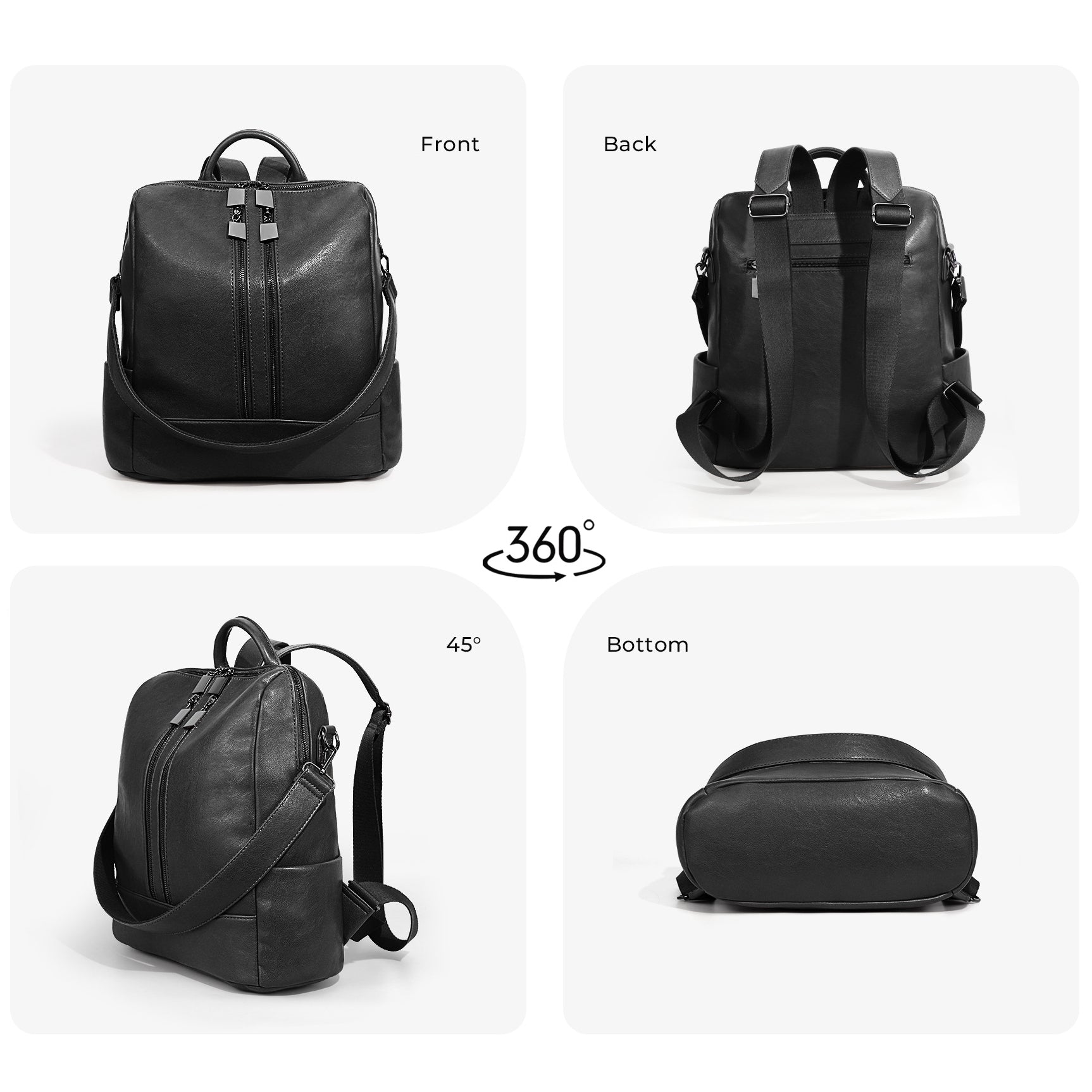 Ounamei Checkered Backpack Purse with a Pouch for Women | Canvas & PU Leather Carry-All Backpack for Daily & Travel Use